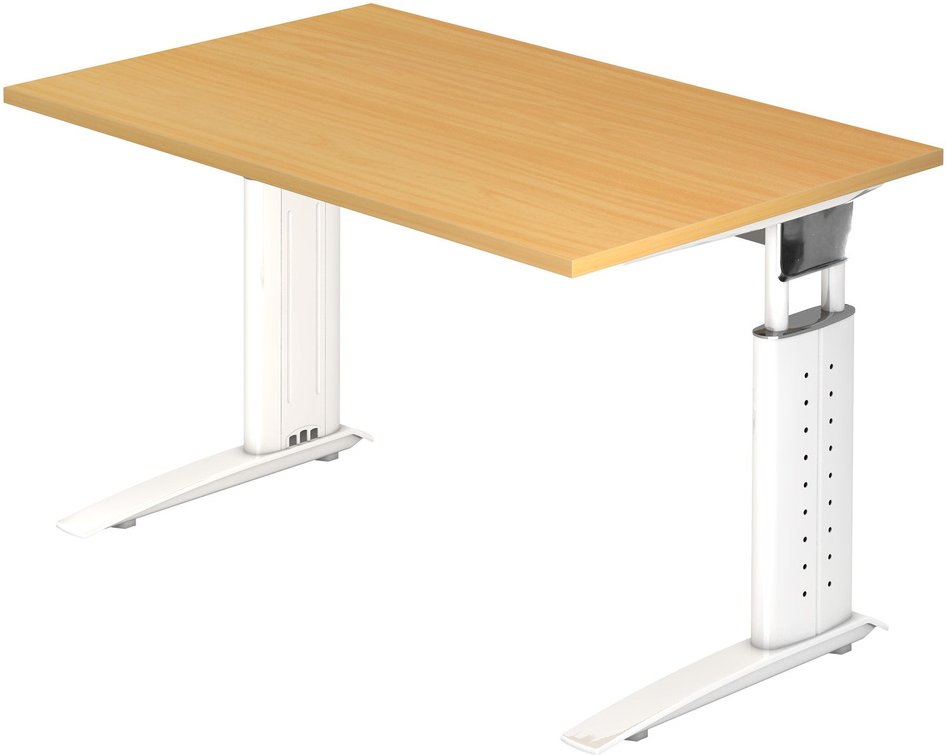 UNDA 12 W | Schreibtisch - 120 x 80 höhenverstellbar Buche/Weiß