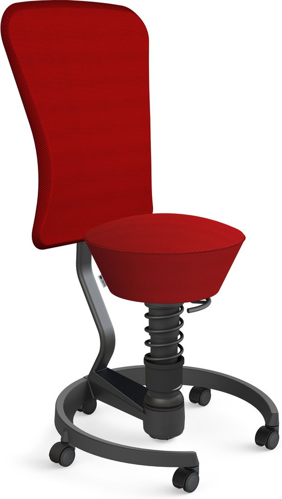 AERIS SWOPPER AIR MIT ROLLEN UND LEHNE - Swopper Low Rot Gestell Schwarz Mesh-Gewebe AIR