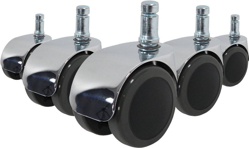 5x ROLO LUX 10mm/50mm | Hartböden - Stuhlrollen Schwarz / Silber