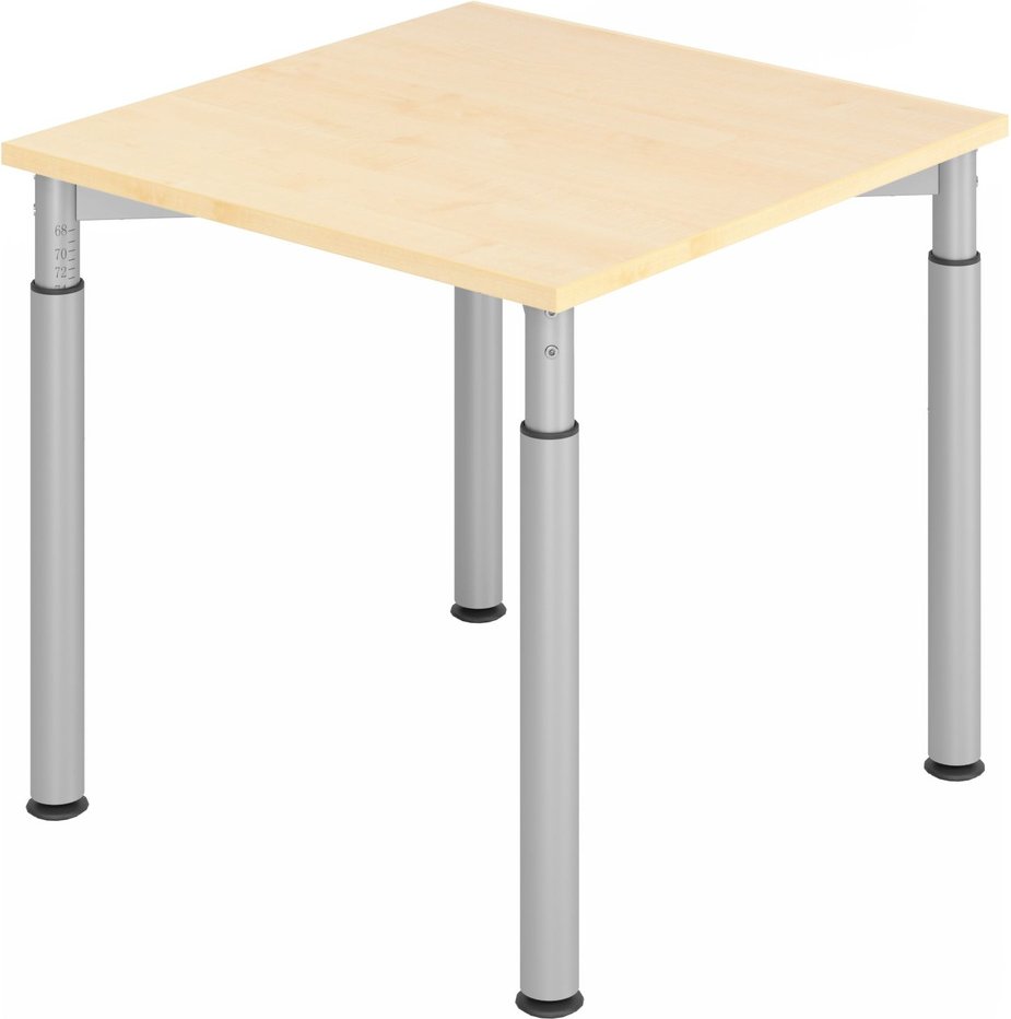 YAMA 8 S | Schreibtisch - 80 x 80 Ahorn/Silber höhenverstellbar