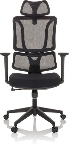 ERGOMY | Stoff / Netz | Rahmen: Schwarz - Home Office Bürostuhl Schwarz