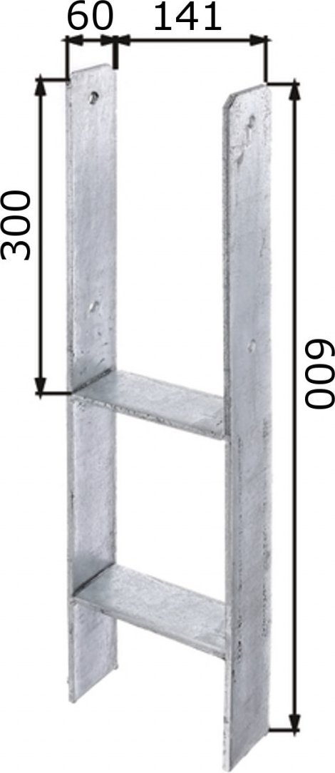 HPfostenträger zum Einbetonieren 141 x 600 6 mm