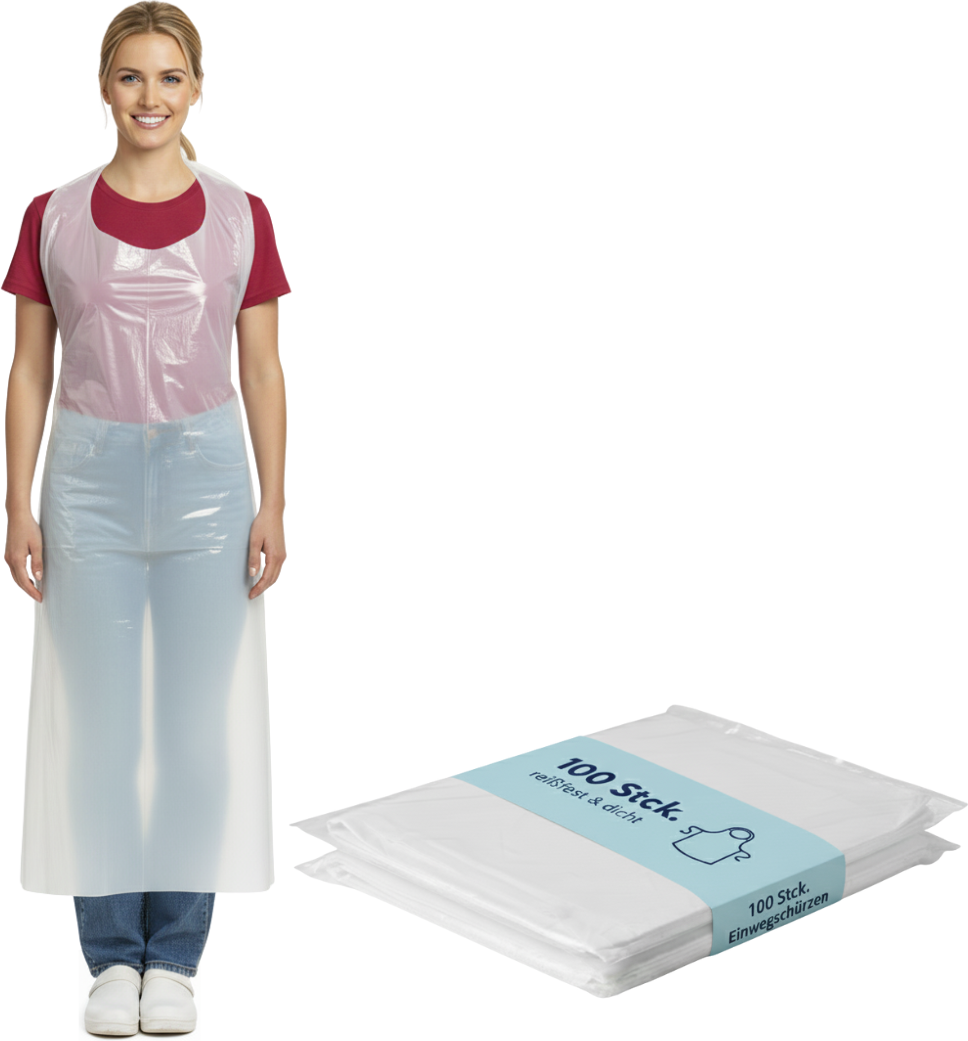 Einwegschürzen LDPE weiß Plastikschürzen 75 x 130 cm 100 Stück (2 50 Stk. VE)