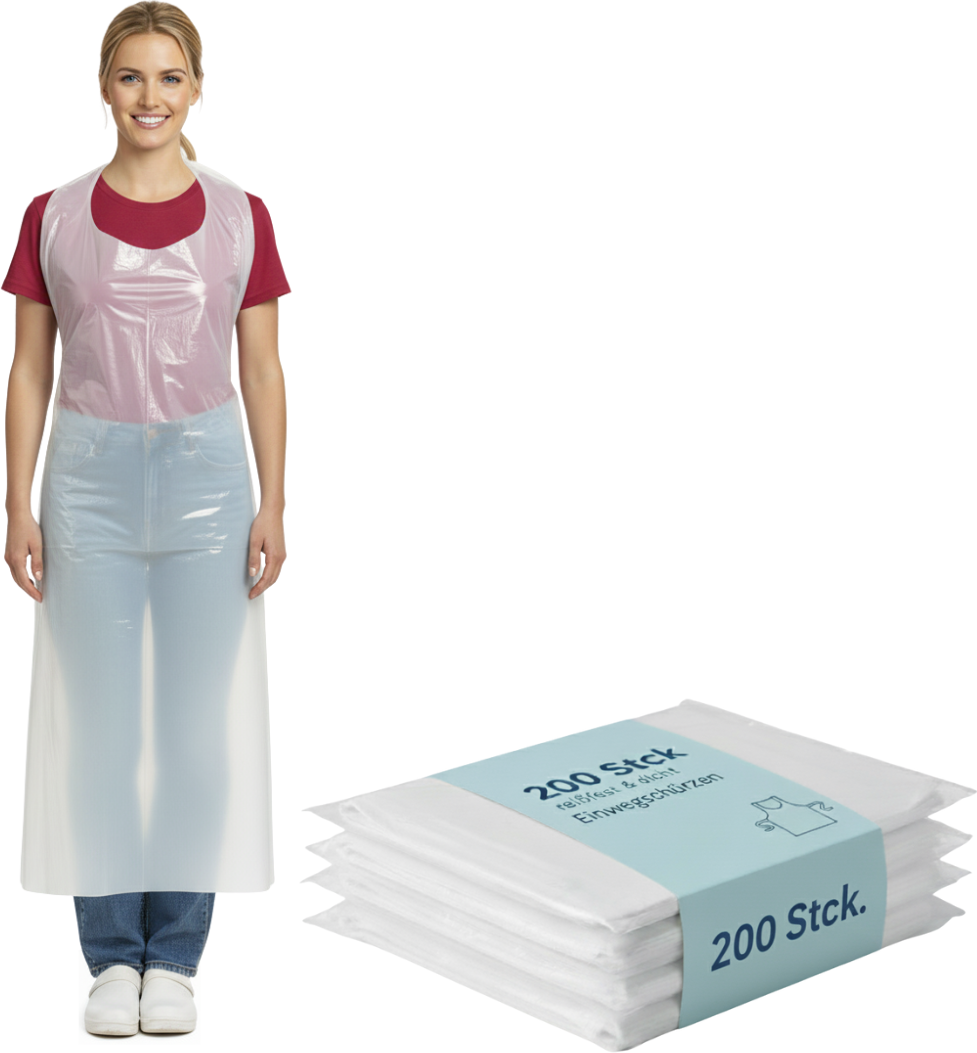 Einwegschürzen LDPE weiß Plastikschürzen 75 x 130 cm 200 Stück (4 50 Stk. VE)
