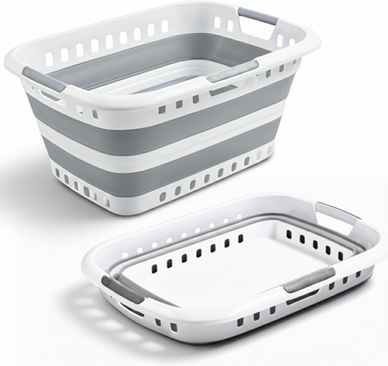 Faltkorb Universal 45L Faltbarer Einkaufskorb & Wäschekorb Platzsparend Stabil Leicht Weiß