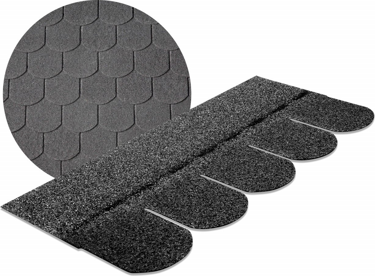 Dachschindeln Biberschwanz 3 m² mit Glasvlieseinlage Schwarz (01)