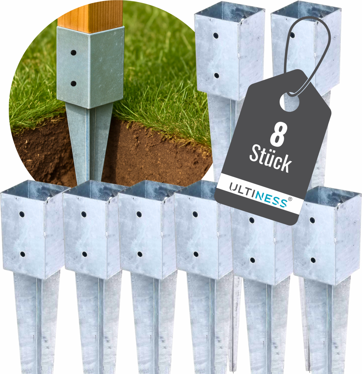 Einschlaghülse feuerverzinkt 71 91 mm 91 mm 8erSet