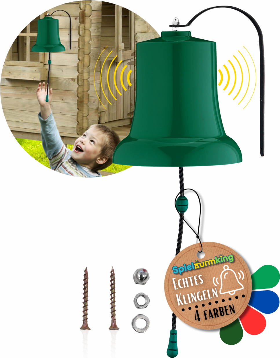 Schiffsglocke FELIX Spielturm Zubehör Glocke mit echtem Geräusch Dunkelgrün
