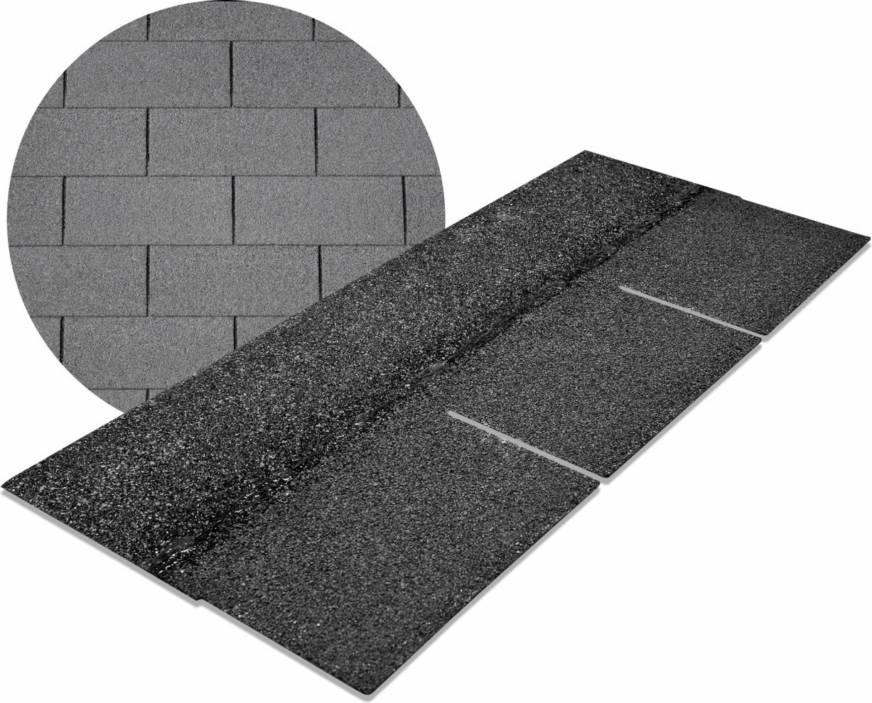 Dachschindeln Rechteck 3 m² mit Glasvlieseinlage Schwarz (01)