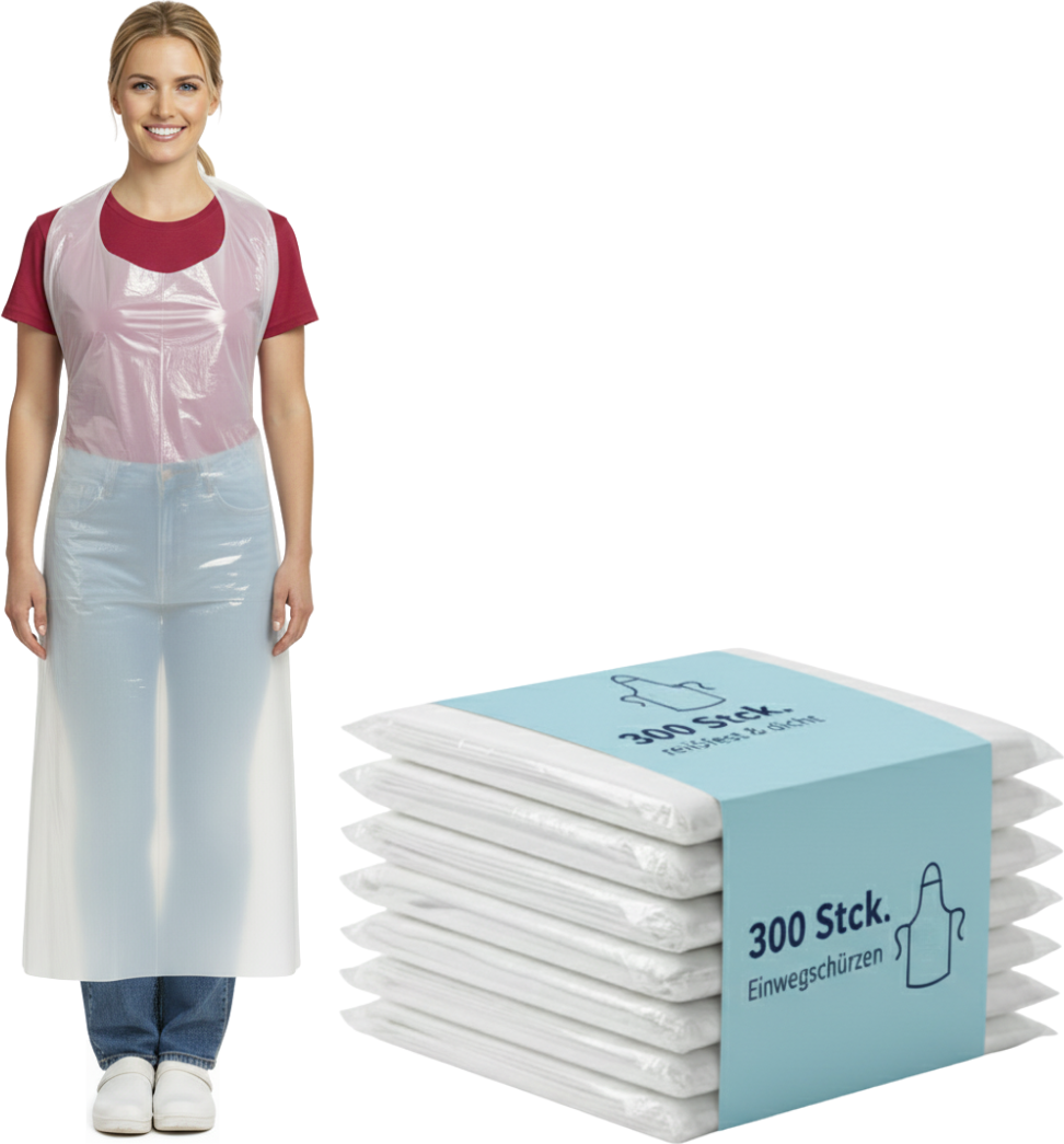 Einwegschürzen LDPE weiß Plastikschürzen 75 x 130 cm 300 Stück (6 50 Stk. VE)