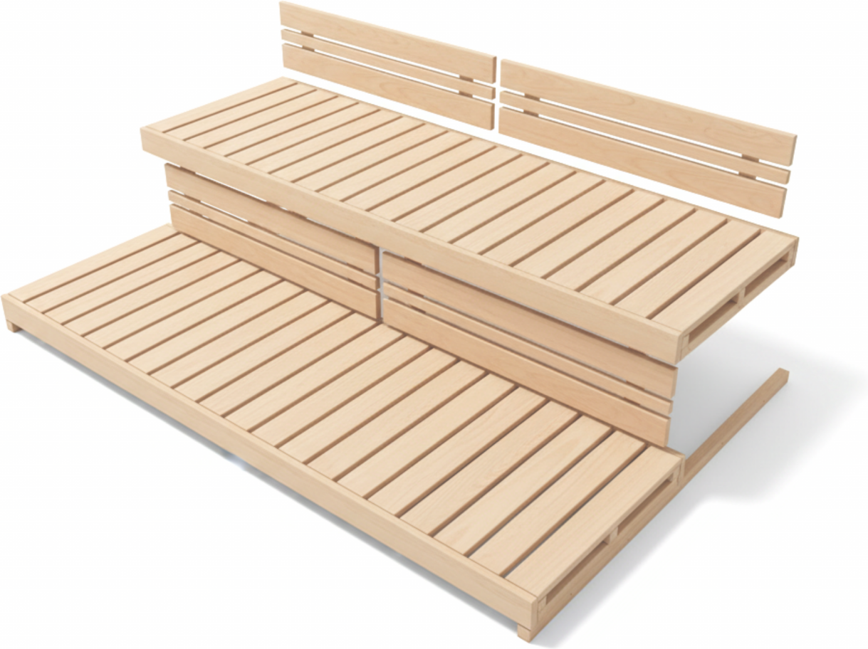 Saunabank und Rückenlehnenset MALMÖ Hemlock 183 x 60 cm