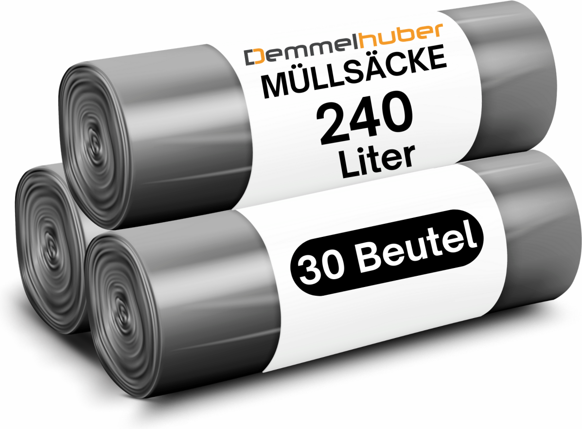 Müllsäcke 240 L extrastark 60 µm reißfest Müllbeutel Abfallbeutel Müllsack Mülltüte Abfallsäcke 3 Rollen (30 Säcke)