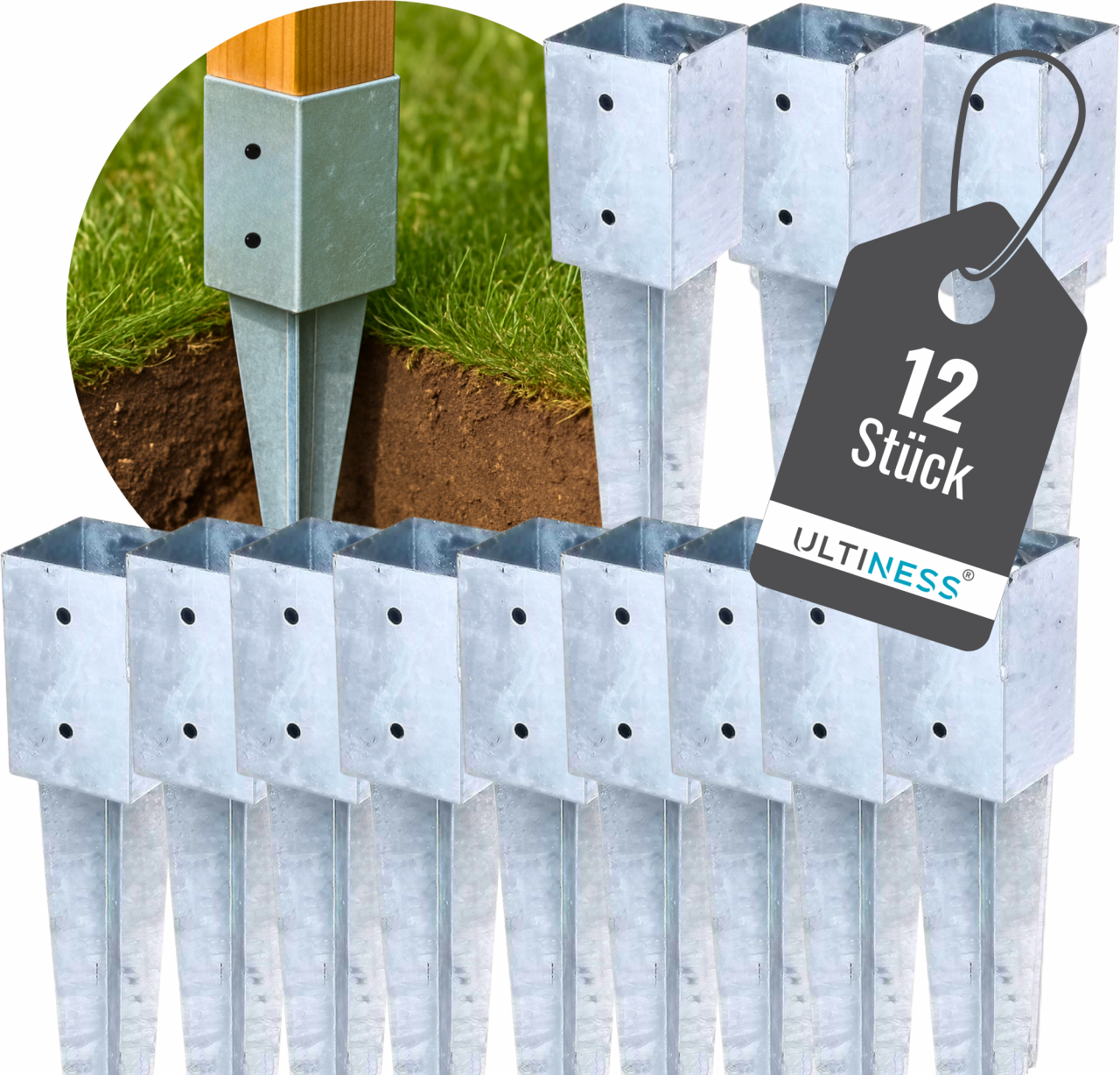 Einschlaghülse feuerverzinkt 71 91 mm 91 mm 12erSet