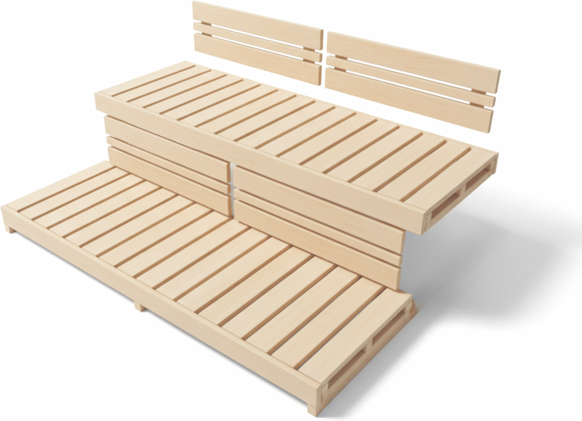 Saunabank und Rückenlehnenset MALMÖ Hemlock 146 x 50 cm