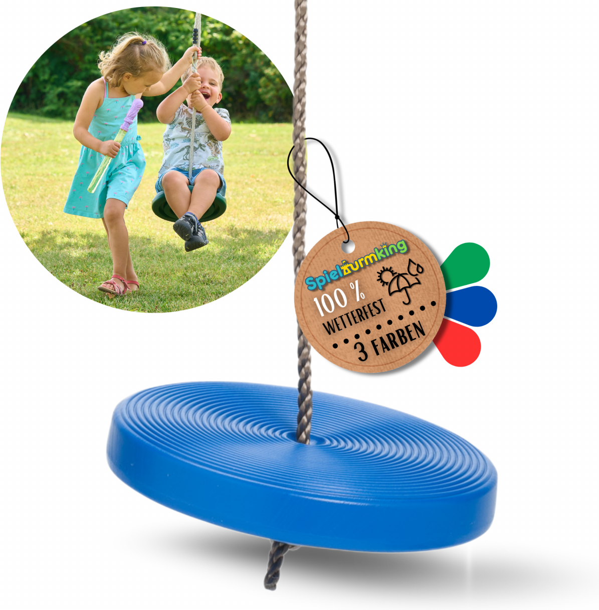 Schaukelsitz Kunststoff LILIA Tellerschaukel wetterfest Robuste Schaukel für Spielturm & Garten Blau