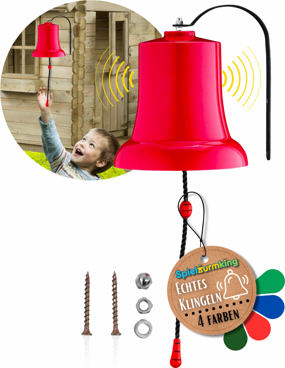 Schiffsglocke FELIX Spielturm Zubehör Glocke mit echtem Geräusch Rot