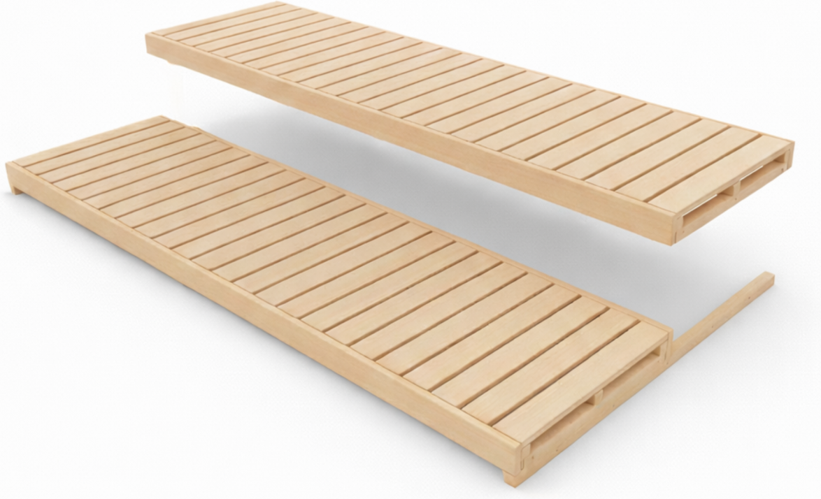 SaunabankSet FALUN 2 Saunaliegen aus Hemlock 220 x 60 cm
