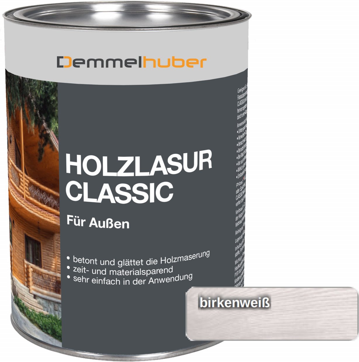 Holzschutzlasur CLASSIC Birkenweiß 075 Liter