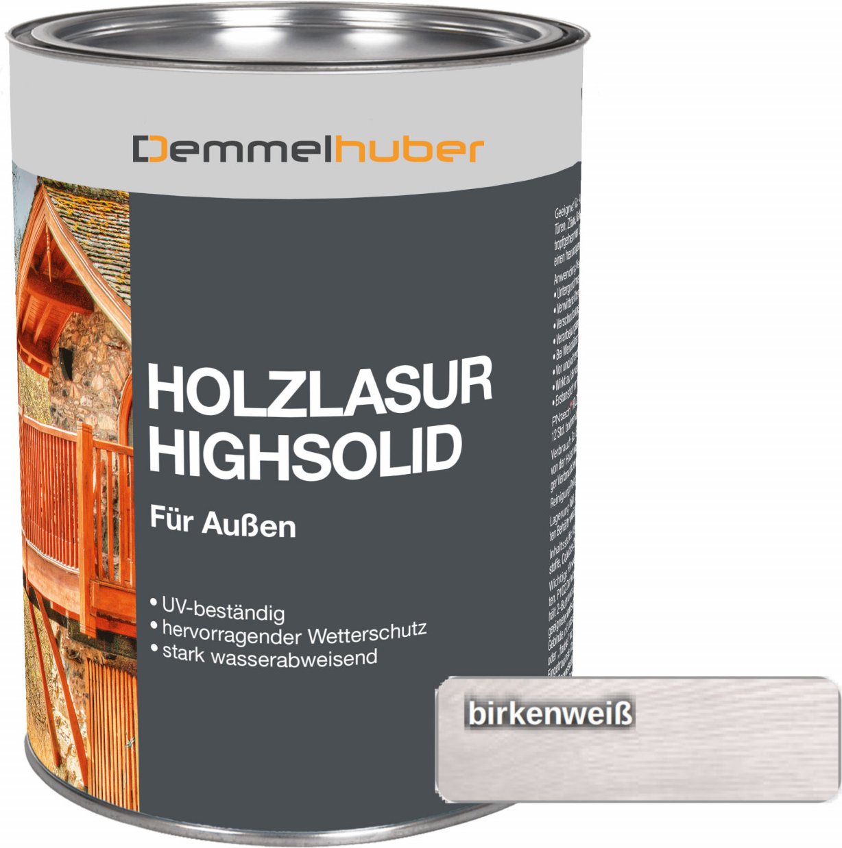 Holzschutzlasur HIGH SOLID Birkenweiß 075 Liter