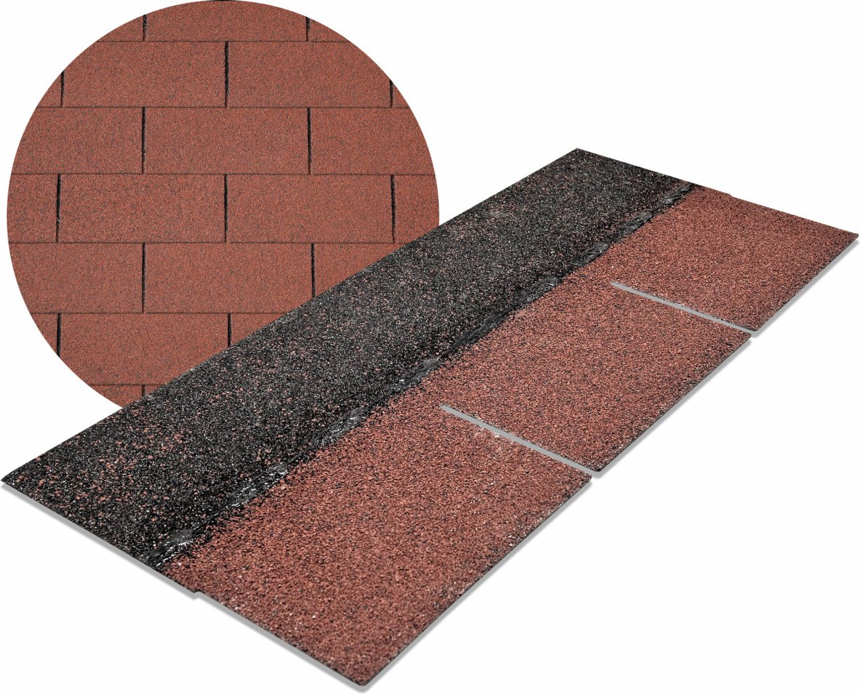 Dachschindeln Rechteck 3 m² mit Glasvlieseinlage Rot (10)