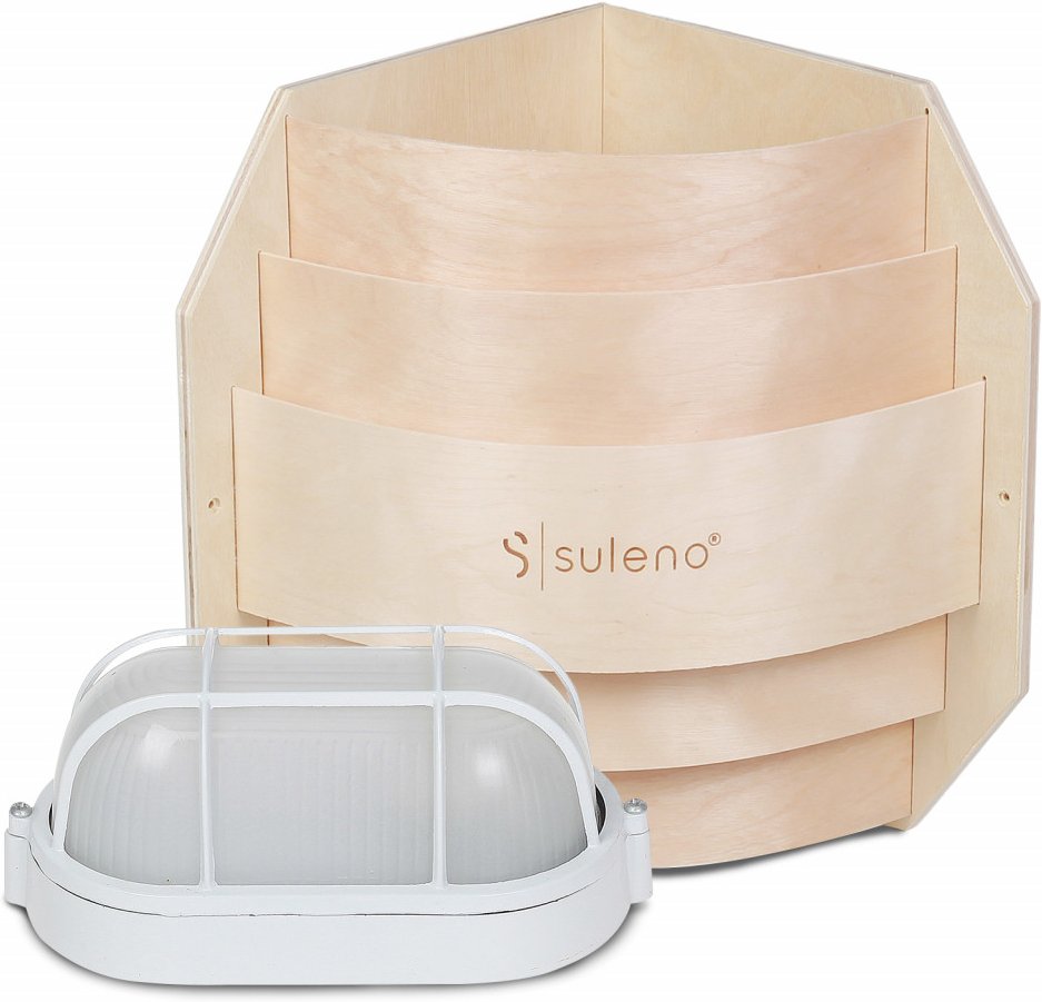 Saunalampe BELLA ECK Saunaleuchte aus Birkenholz ohne Anschlusskabel