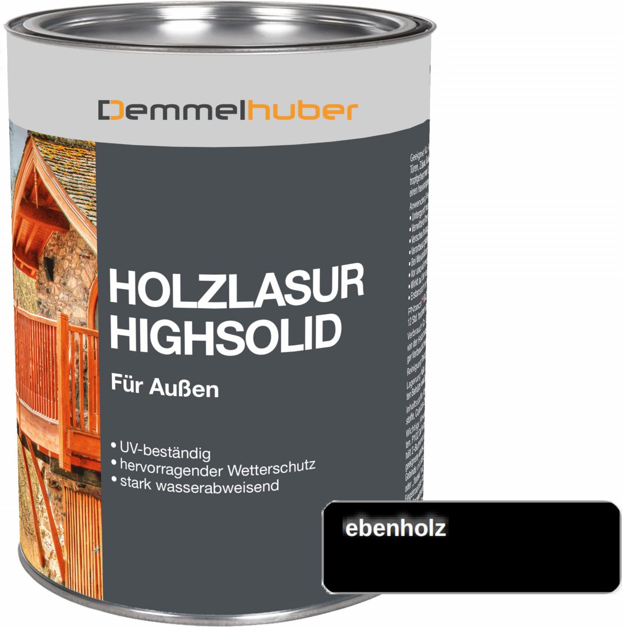 Holzschutzlasur HIGH SOLID Ebenholz 075 Liter