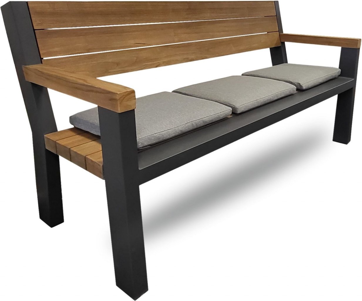 Gartenbank TEXAS 160 cm Aluminium Teak mit Sitzkissen