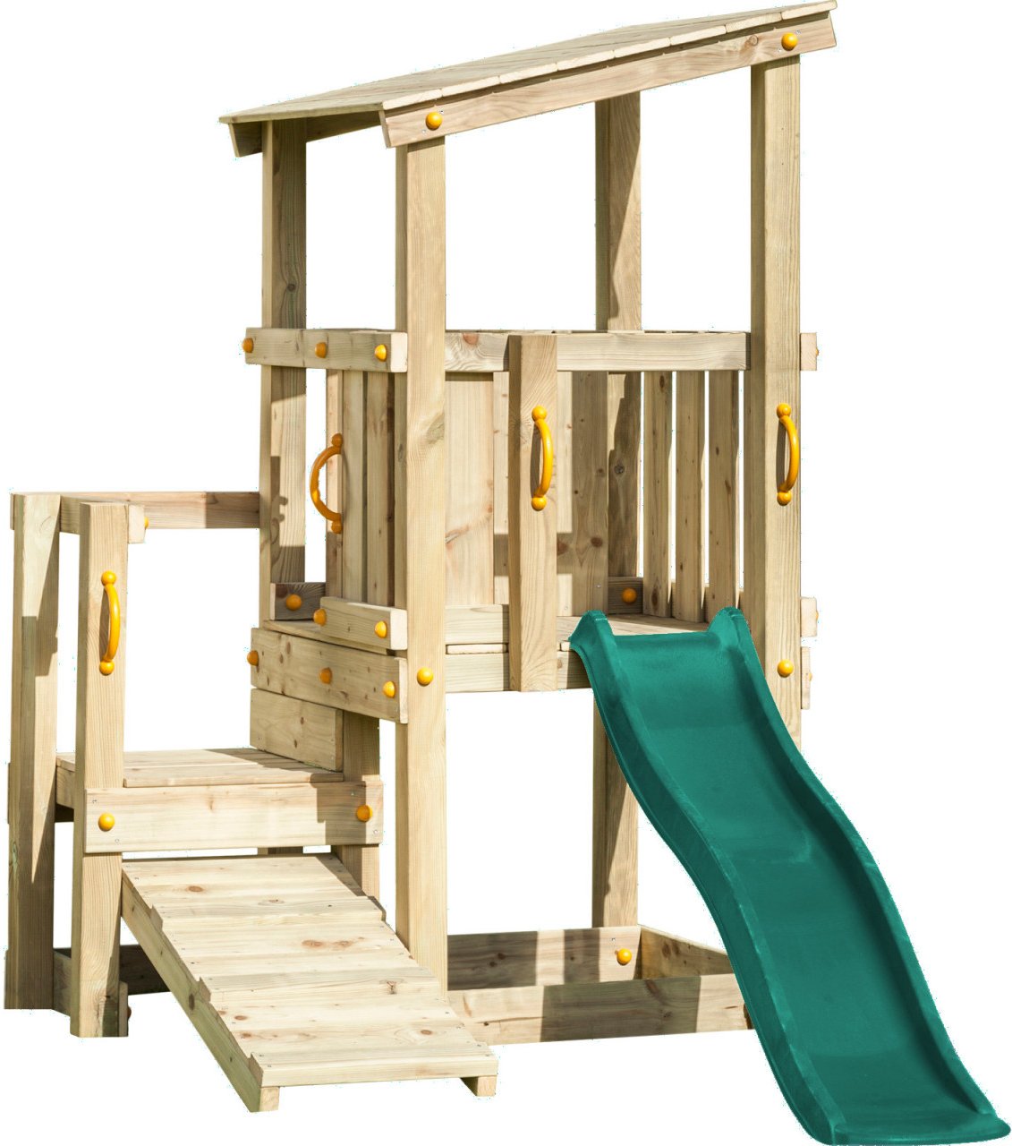 Thumbnail - Spielturm CASCADE mit Rutsche 175 m + Kletterrampe Dunkelgrün