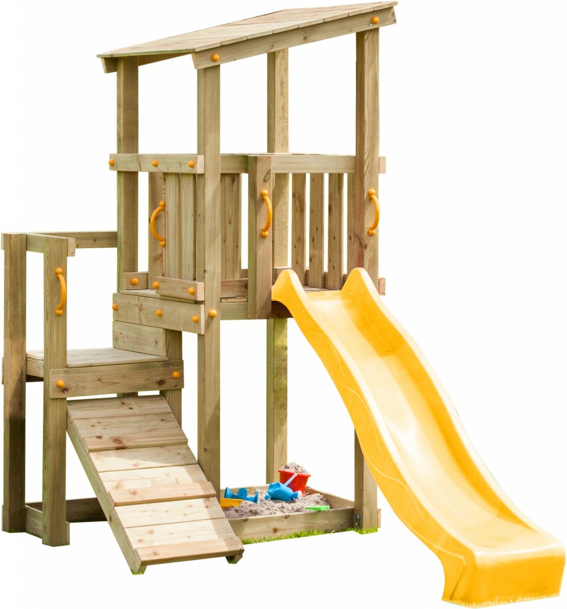 Thumbnail - Spielturm CASCADE mit Rutsche 230 m + Kletterrampe Gelb