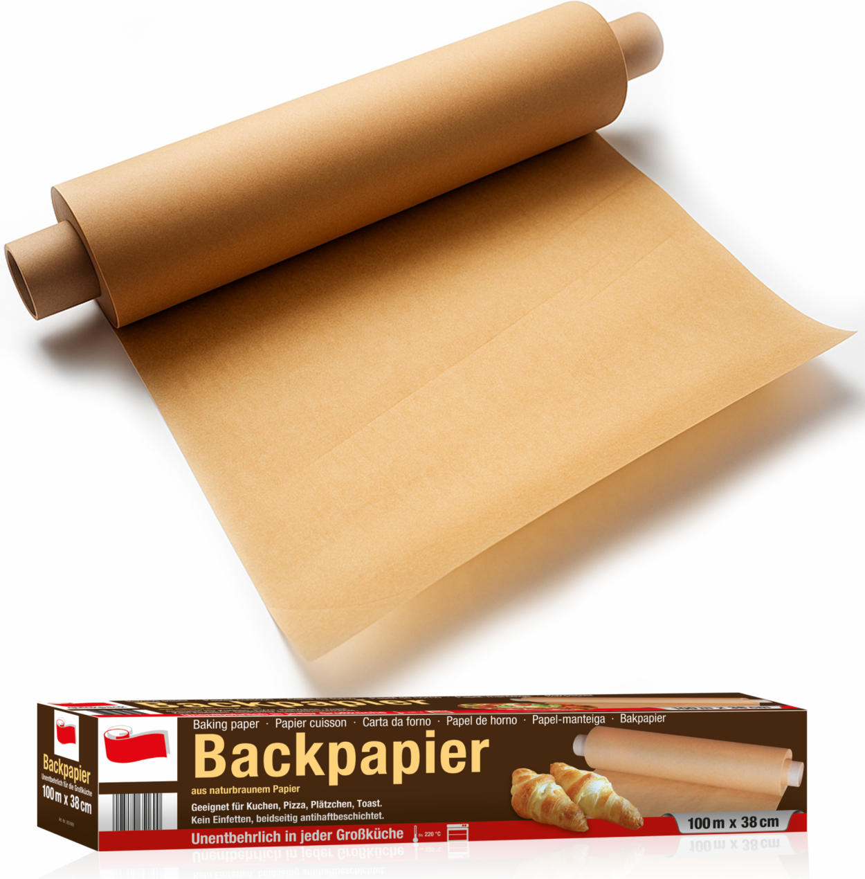 Backpapier 38 cm Großpackung 100 300 500 m 1 Rolle (100 m)