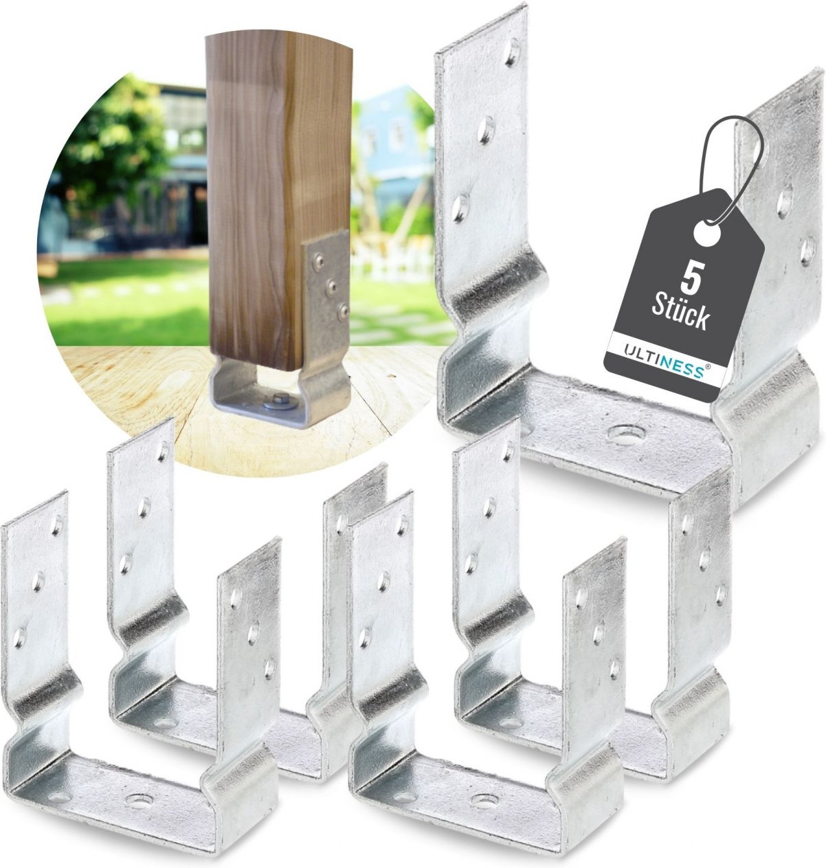 UPfostenträger mit Balkenauflage 121 mm 5 Stück