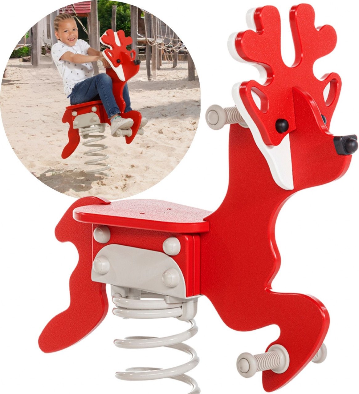 Federwippe Federtier HIRSCH Schaukelwippe für Kinder Privatgarten & Spielplatz DIN EN 1176