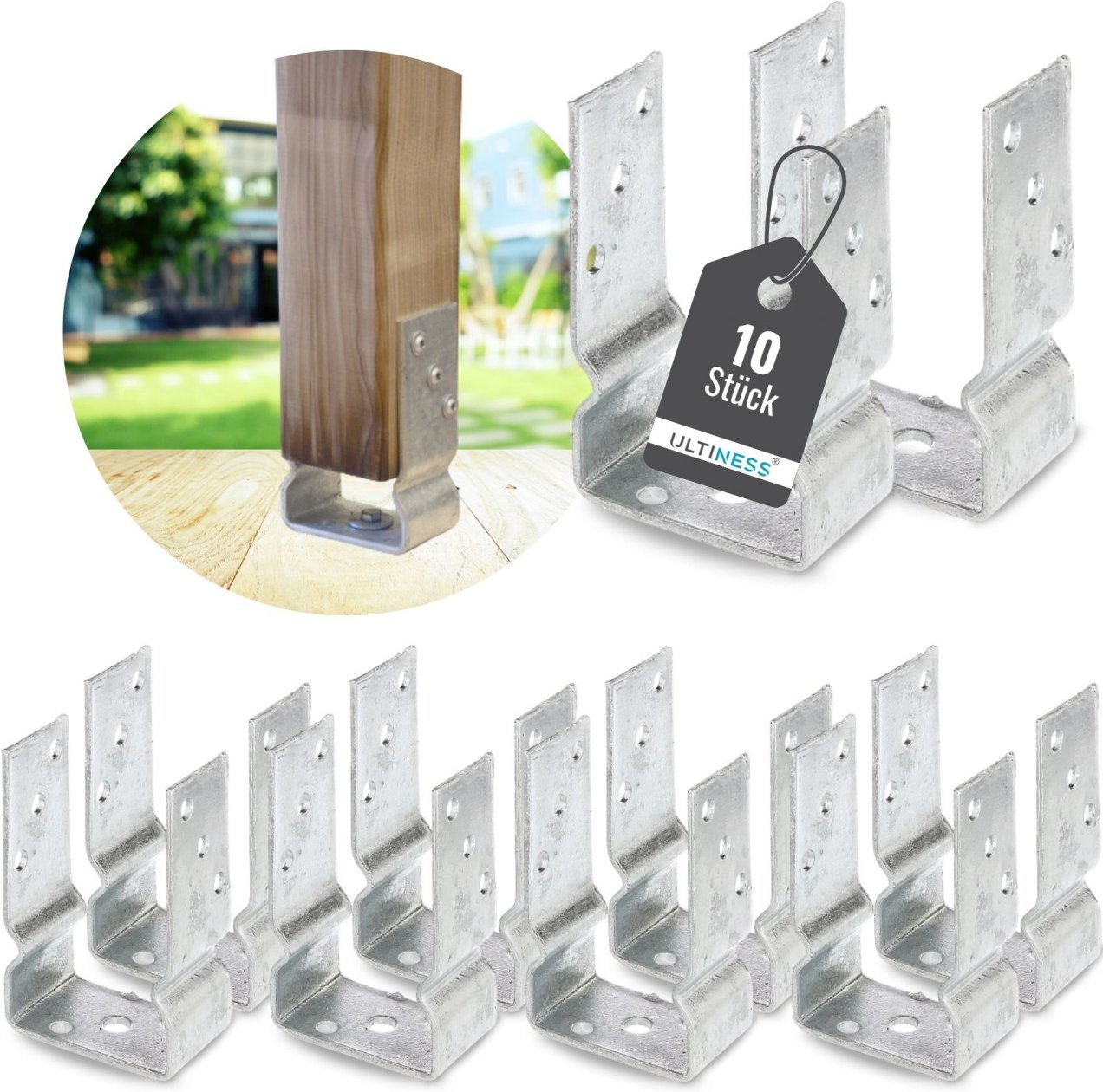 UPfostenträger mit Balkenauflage 91 mm 10 Stück