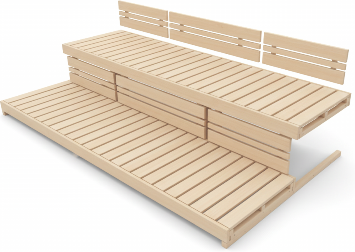 Saunabank und Rückenlehnenset MALMÖ Hemlock 220 x 60 cm