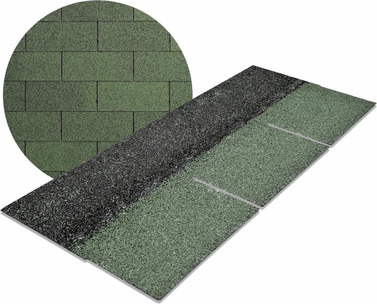 Dachschindeln Rechteck 3 m² mit Glasvlieseinlage Grün (03)