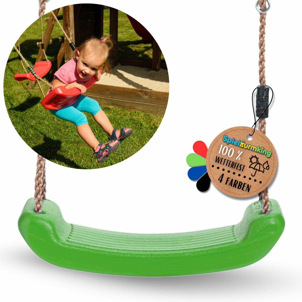 Schaukelsitz Kunststoff LEONIE wetterfest Robuste Schaukel für Spielturm & Garten Apfelgrün