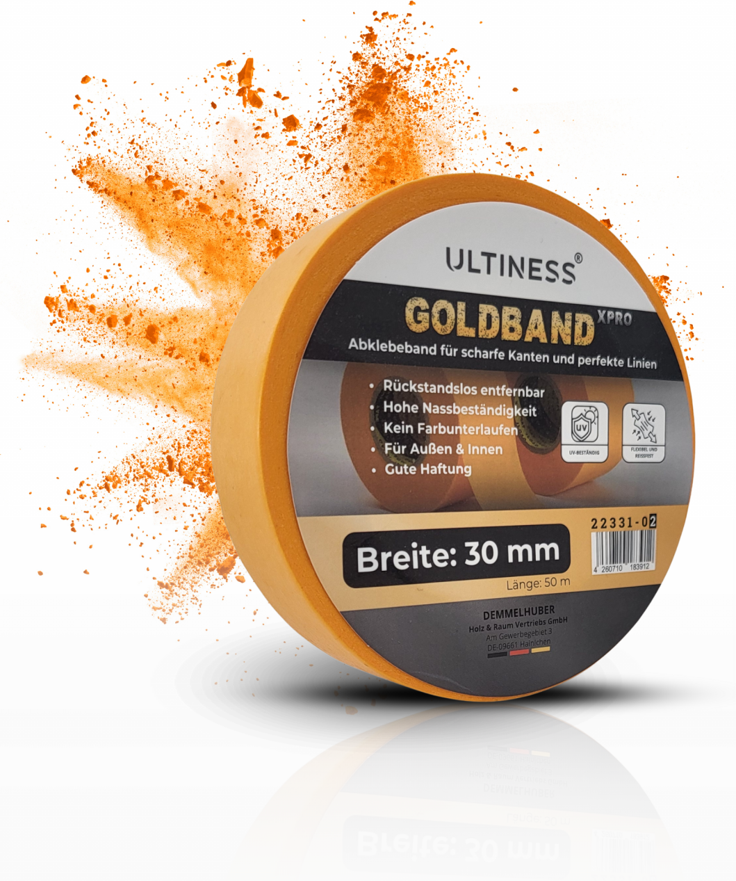Goldband XPRO Malerkrepp 30 mm x 50 m wasserbeständig rückstandsfrei UVbeständig 1