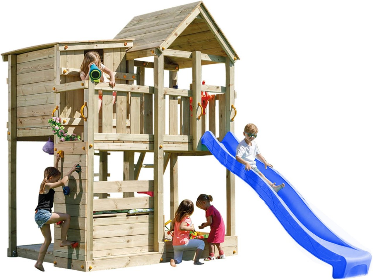 Spielturm PALAZZO mit Rutsche Blau
