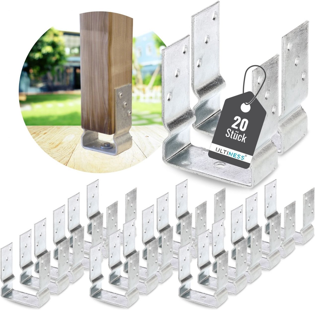 UPfostenträger mit Balkenauflage 121 mm 20 Stück