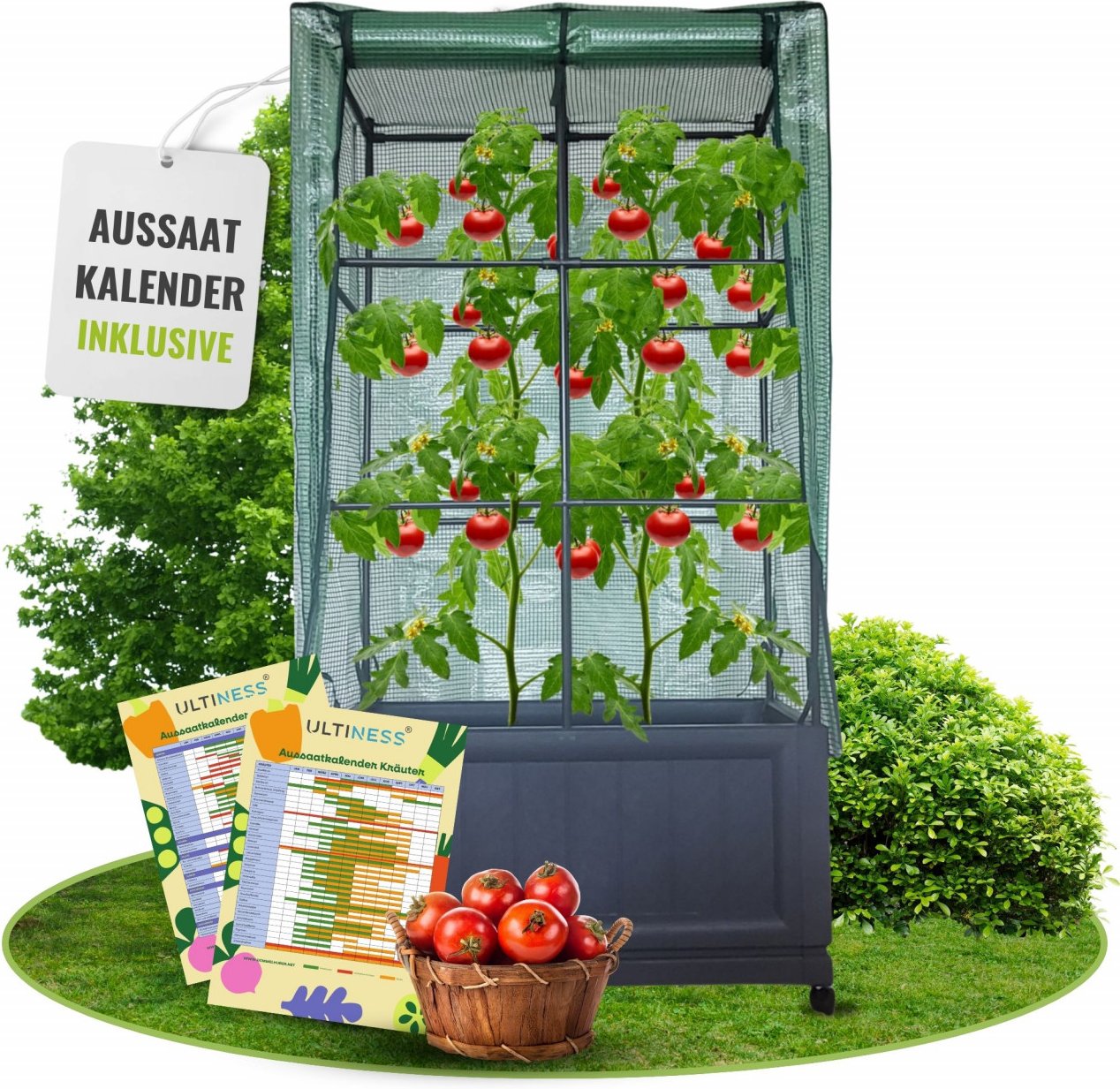 Balkon Gewächshaus LAURA mit Pflanzkasten Rankgitter & Schutzfolie