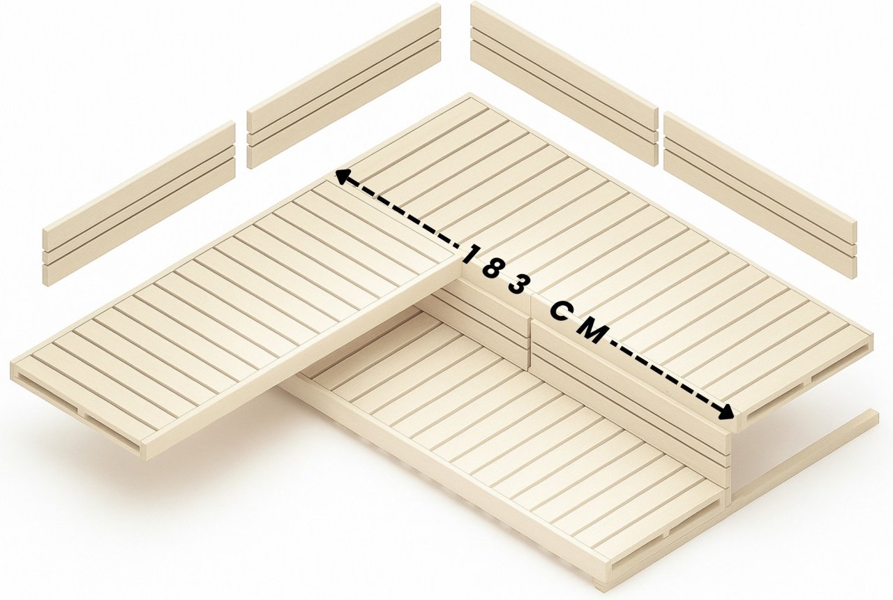 Saunabank und Rückenlehnenset VISBY Sauna Inneneinrichtung für Saunen bis 220 x 206 cm 183 x 206 cm