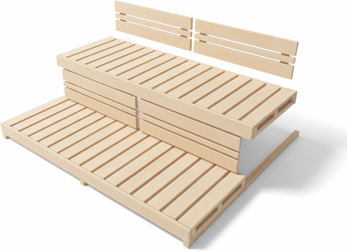 Saunabank und Rückenlehnenset MALMÖ Hemlock 146 x 50 cm