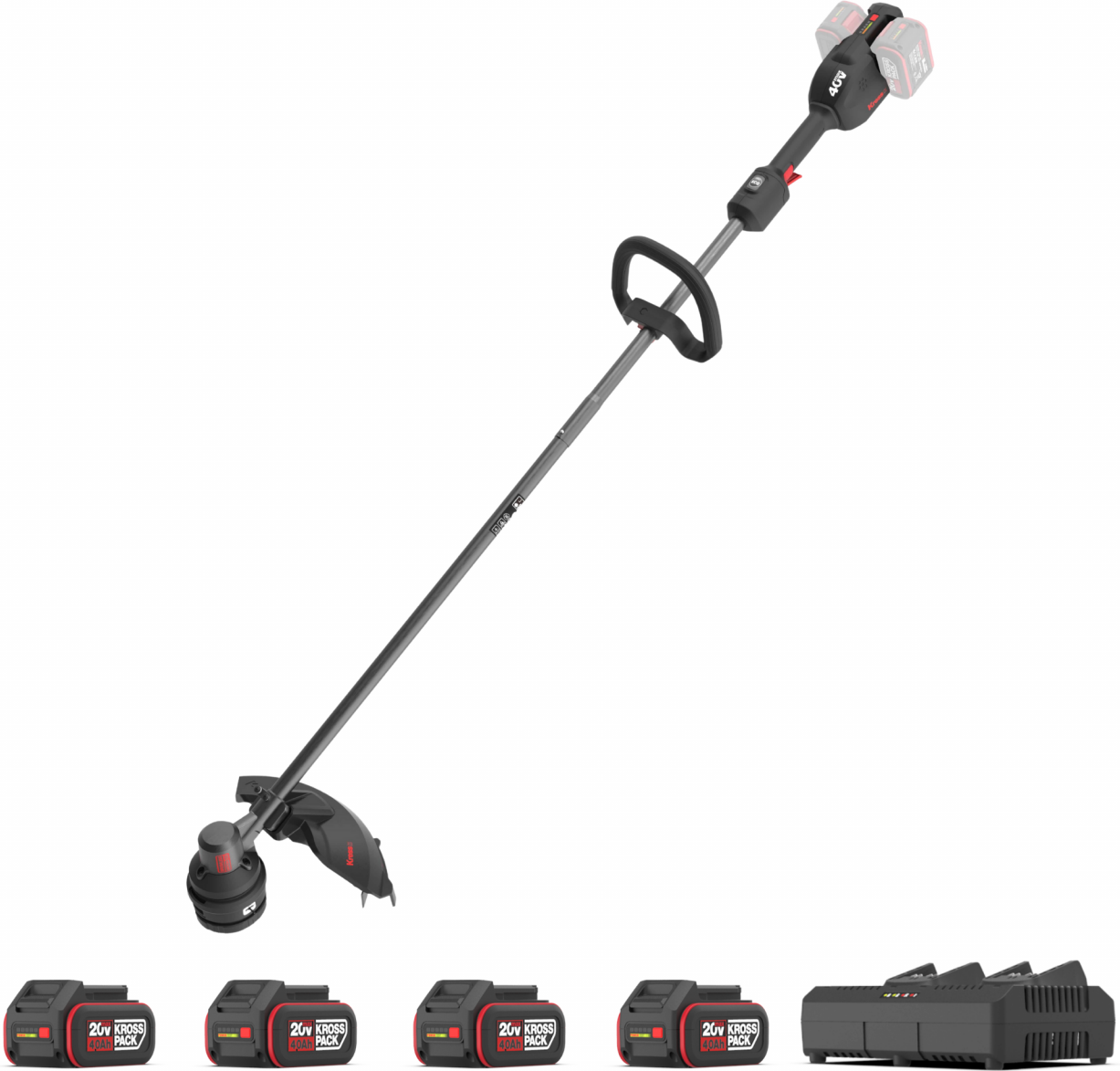 Thumbnail - AkkuRasentrimmer KG154 40 V Motorsense KomplettSet mit 4 x 4.0 Ah Akku + Doppelladegerät 4 A