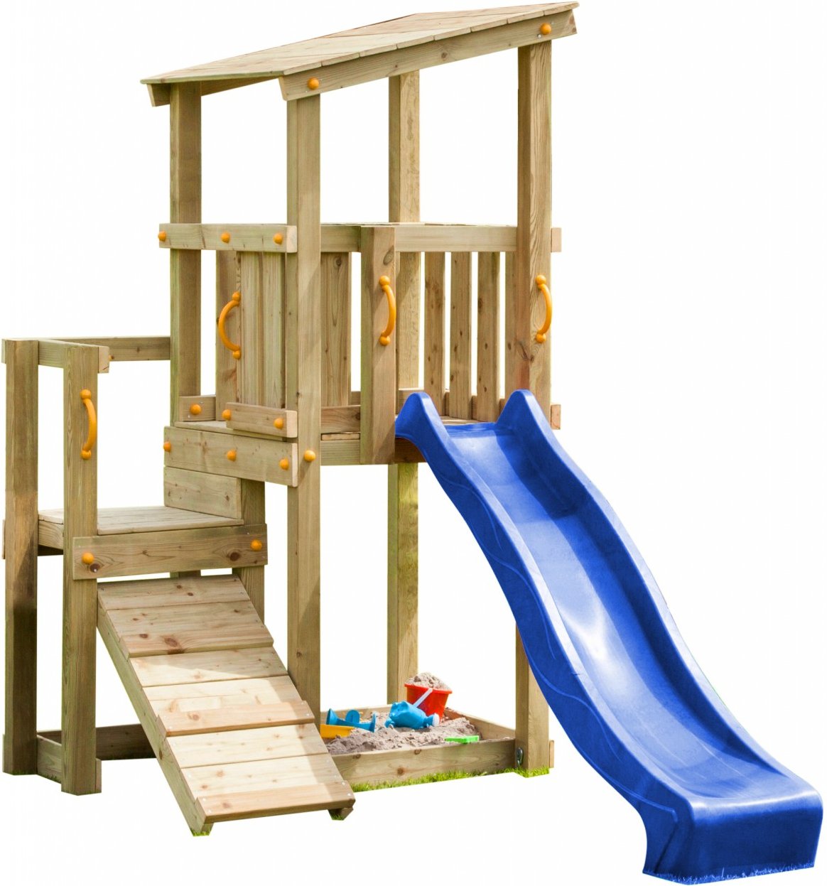 Thumbnail - Spielturm CASCADE mit Rutsche 230 m + Kletterrampe Blau