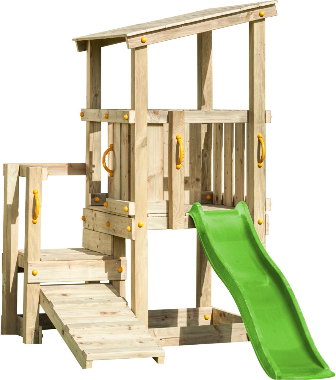 Thumbnail - Spielturm CASCADE mit Rutsche 175 m + Kletterrampe Grün