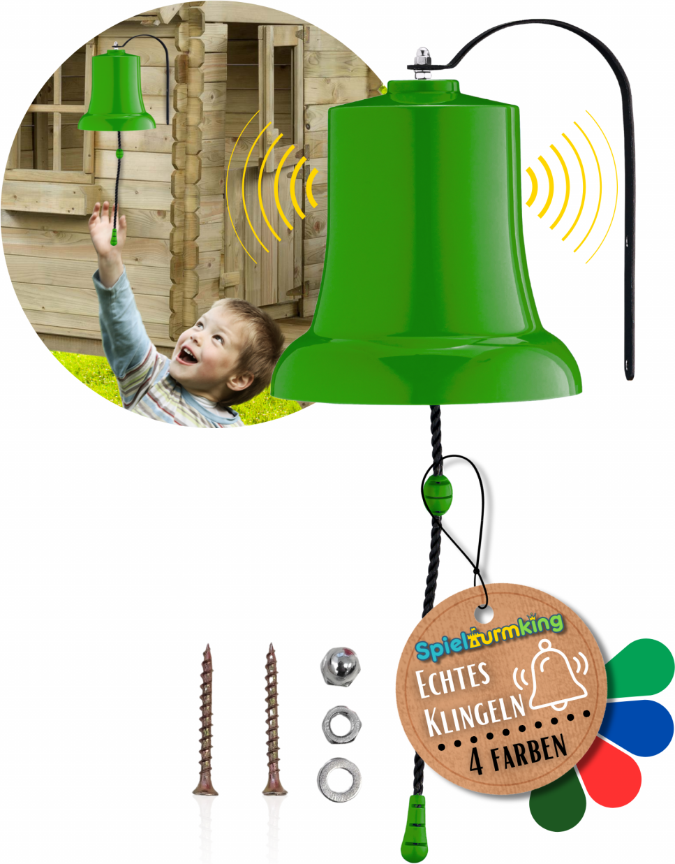 Schiffsglocke FELIX Spielturm Zubehör Glocke mit echtem Geräusch Grün