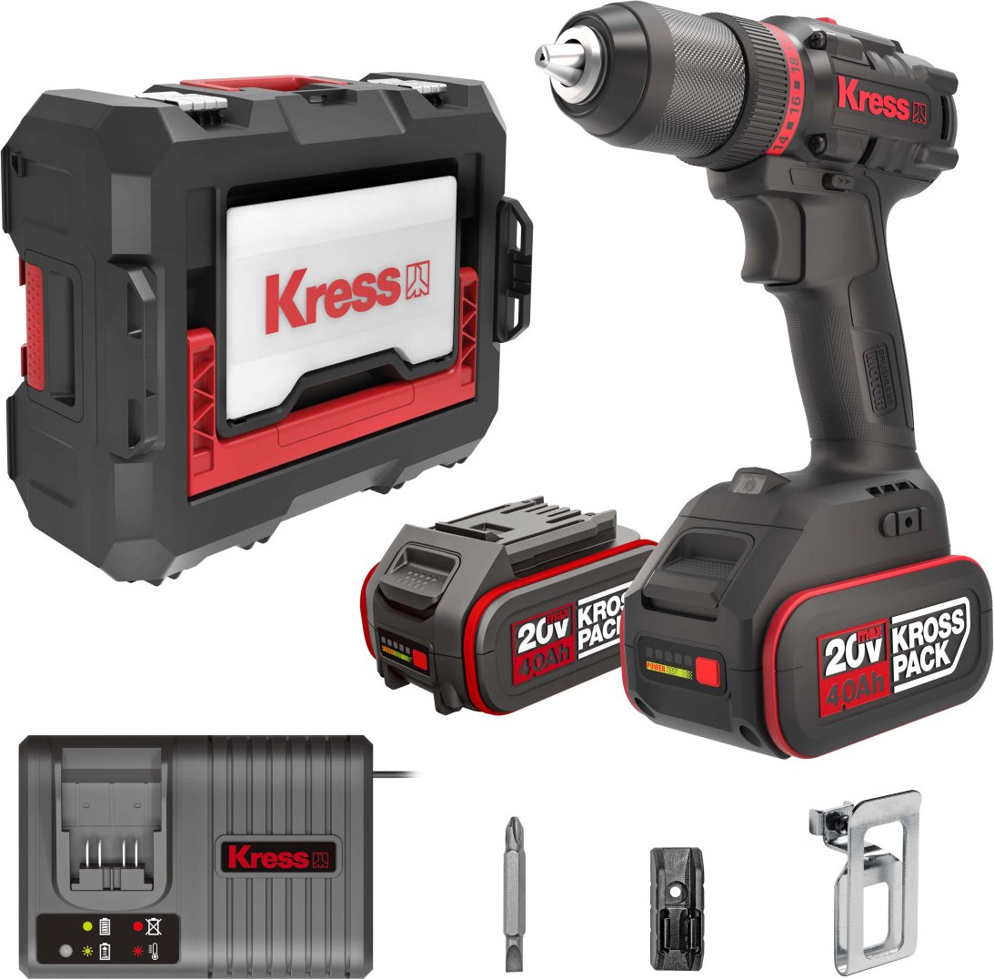 AkkuBohrschrauber 60 Nm KUA71 20 V Bohrmaschine KomplettSet mit 2 x 4.0 Ah Akku + Ladegerät 6 A