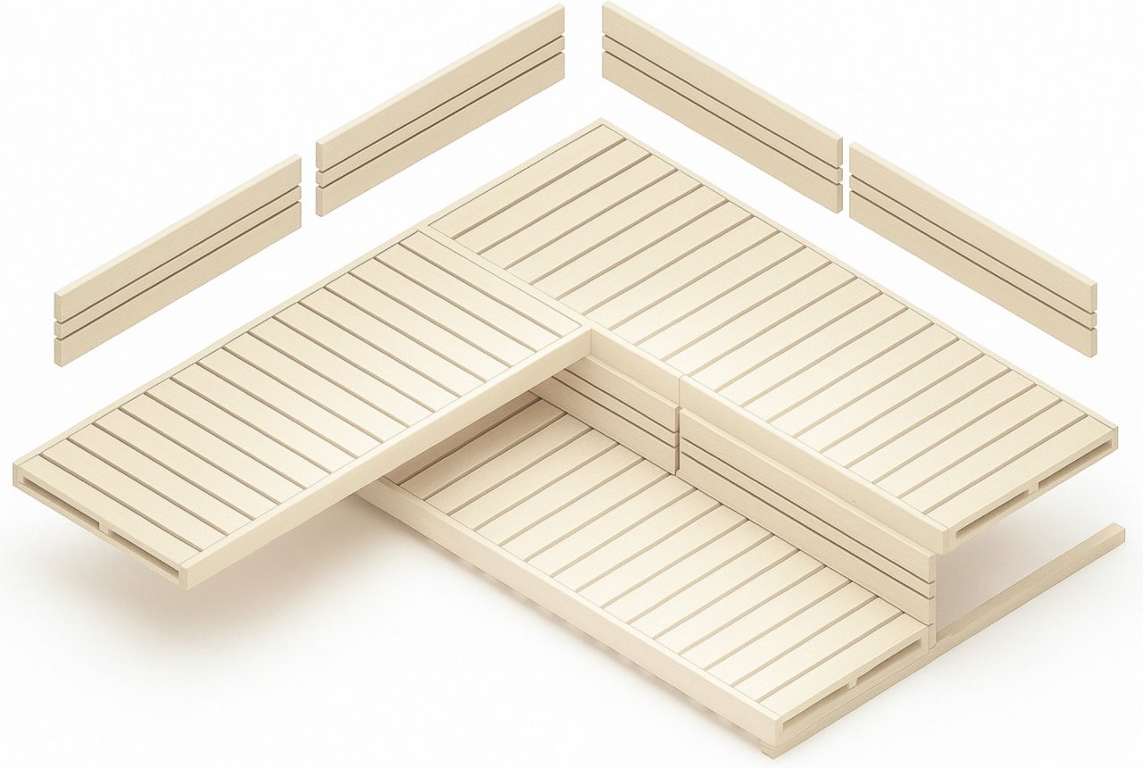 Saunabank und Rückenlehnenset VISBY Sauna Inneneinrichtung für Saunen bis 220 x 206 cm 183 x 206 cm