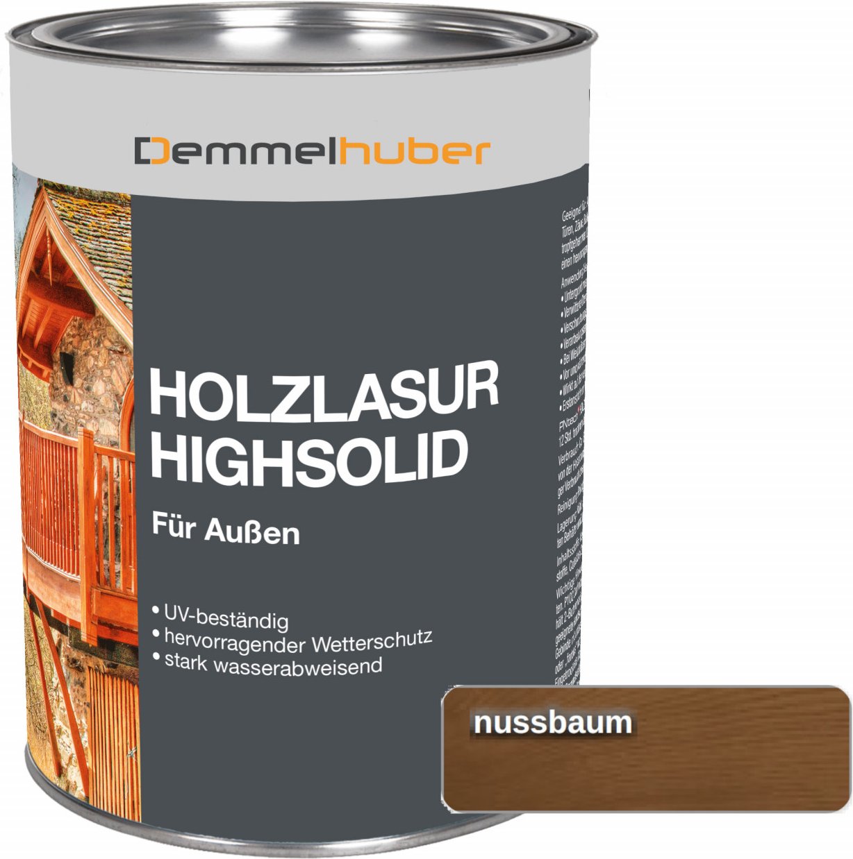 Holzschutzlasur HIGH SOLID Nussbaum 25 Liter
