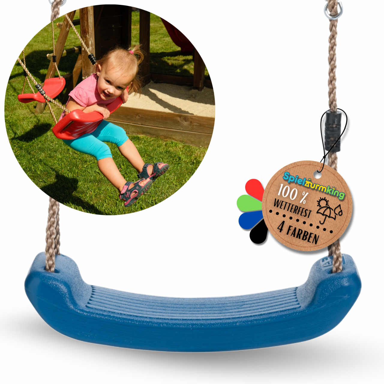 Schaukelsitz Kunststoff LEONIE wetterfest Robuste Schaukel für Spielturm & Garten Blau